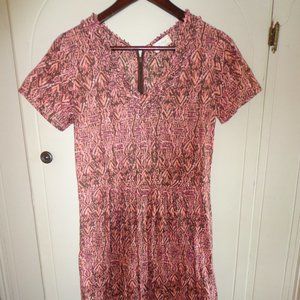 NWOT Wrap Ameka Dress US 2 Chili Short Sleeve Zip Closure V-Neck Pleats